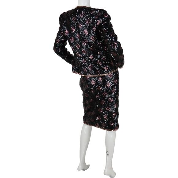 Vintage Adolfo At Saks Fifth Avenue Sequins Party Blazer Jacket Skirt Set Suit - Picture 6 of 11